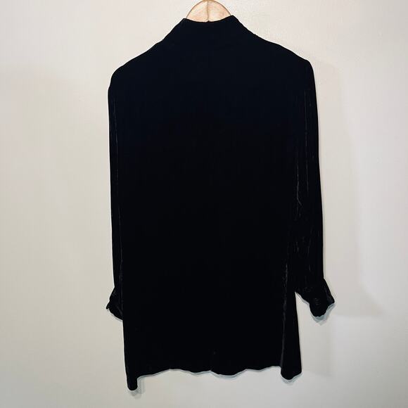 Wheaton & Katz LTD VTG Blouse Black Velvet Rayon Silk Button Up Holiday Witchy M - Picture 3 of 6